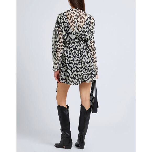 Topshop Gathered Channel Dress Waisted Printed Mini Mono NWT 4 - Picture 3 of 8